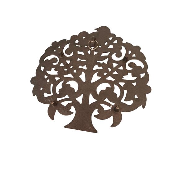 Vintage Metal Trivet Partriage In A Pear Tree Christmas Bronze Tone7"x7" - Picture 3 of 6